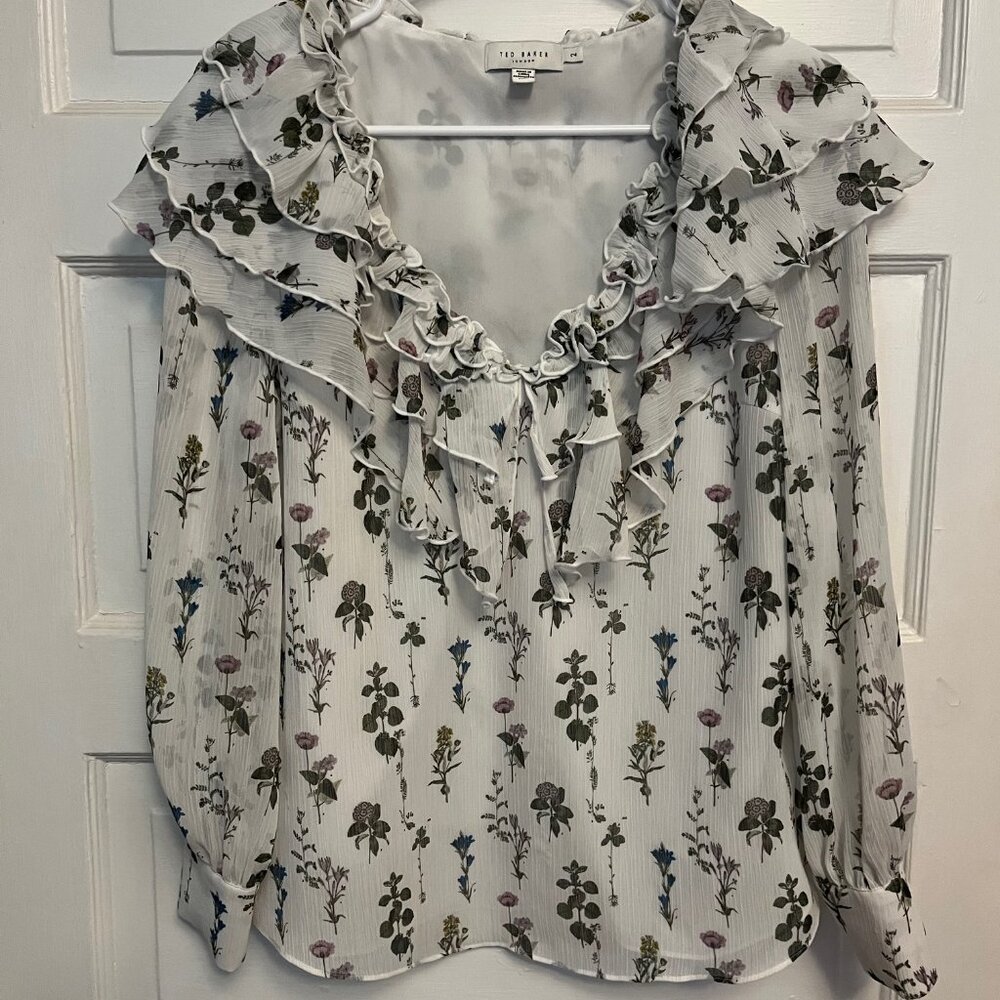 Ted Baker white floral blouse Ted size 2 (equivalent to US size 6 or S/M)